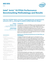 Intel® Arria® 10 FPGA Performance Benchmarking Methodology and Results