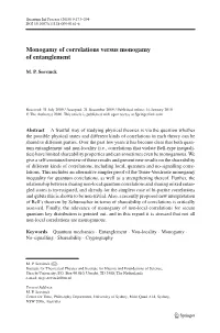 Monogamy of Correlations Versus Monogamy of Entanglement