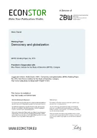 Mpifg Working Paper 97/5, David Held: Democracy and Globalization