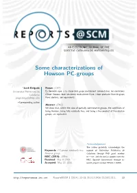 Some Characterizations of Howson PC-Groups