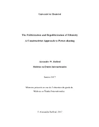 The Politicization and Depoliticization of Ethnicity a Constructivist