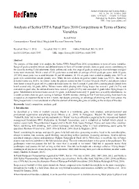 Analysis of Serbia UEFA Futsal Euro 2016 Competitions in Terms of Some Variables