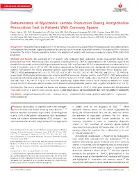 Determinants of Myocardial Lactate Production During Acetylcholine