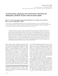 Growth Strategy, Phylogeny and Stoichiometry Determine the Allelopathic Potential of Native and Non-Native Plants