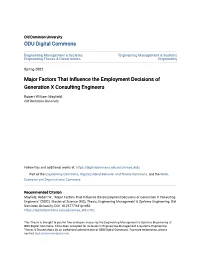 Major Factors That Influence the Employment Decisions of Generation X Consulting Engineers