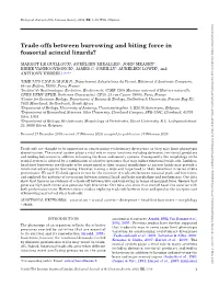 Trade-Offs Between Burrowing and Biting Force in Fossorial Scincid Lizards?