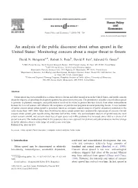 An Analysis of the Public Discourse About Urban Sprawl in the United States: Monitoring Concern About a Major Threat to Forests