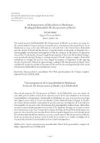 An Interpretation of Masculinity in Manhattan: Reading Jed Rubenfeld’S the Interpretation of Murder Peter Ferry Queen’S University Belfast Pferry01@Qub.Ac.Uk