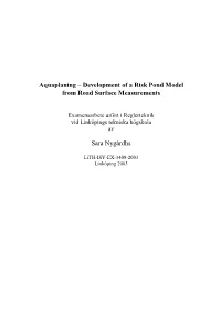 Aquaplaning – Development of a Risk Pond Model from Road Surface Measurements