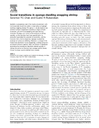 Social Transitions in Sponge-Dwelling Snapping Shrimp