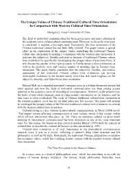 The Unique Values of Chinese Traditional Cultural Time Orientation: in Comparison with Western Cultural Time Orientation