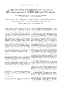 A Single Nucleotide Polymorphism in Exon 7 of Sorbin and SH3-Domain-Containing-1 (SORBS1) in Korean PCOS Patients