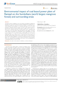 Environmental Impact of Coal Based Power Plant of Rampal on the Sundarbans (World Largest Mangrove Forest) and Surrounding Areas