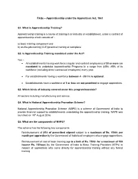 Faqs – Apprenticeship Under the Apprentices Act, 1961 Q1