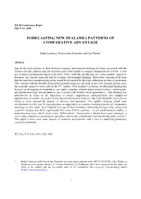 FORECASTING NEW ZEALAND's PATTERNS of COMPARATIVE