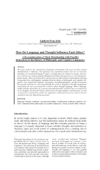 How Do Language and Thought Influence Each Other?