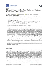 Magnetic Nanoparticles: from Design and Synthesis to Real World Applications