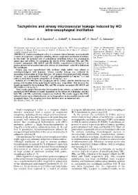 Tachykinins and Airway Microvascular Leakage Induced by Hcl Intra-Oesophageal Instillation
