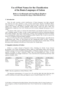 Use of Plant Names for the Classification of the Bantu Languages of Gabon