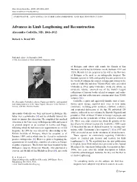 Advances in Limb Lengthening and Reconstruction: Alessandro
