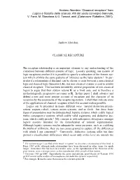 Andrew Aberdein 'Classical Recapture'