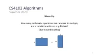 CS4102 Algorithms Summer 2020 Warm Up