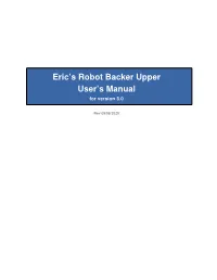 Eric's Robot Backer Upper User's Manual