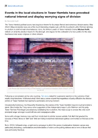 Events in the Local Elections in Tower Hamlets Have Provoked National Interest and Display Worrying Signs of Division