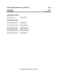 Index of Aer Orders and Approvals Oak
