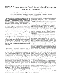 LEAF:A Privacy-Conscious Social Network-Based Intervention Tool for IPV Survivors