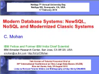 Modern Database Systems: Newsql, Nosql and Modernized Classic Systems