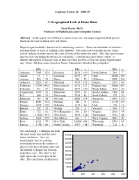 A Geographical Look at Home Runs