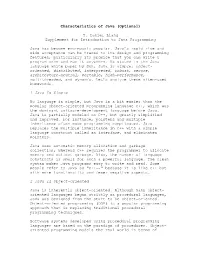 Characteristics of Java (Optional)