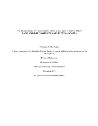 Land and Belonging in Gaelic Nova Scotia