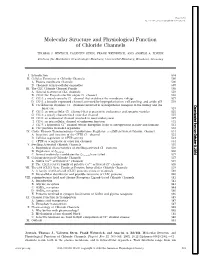 Molecular Structure and Physiological Function of Chloride Channels