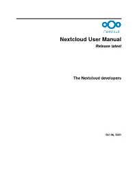 Nextcloud User Manual Release Latest