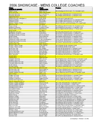 Showcase 2006 College List As of 1-1-07