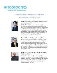 Speaker Bios As Per the Programme