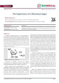The Importance of L-Rhamnose Sugar
