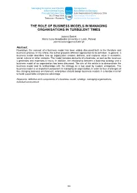 The Role of Business Model in Managing Organization