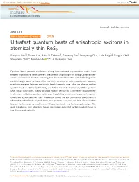 Ultrafast Quantum Beats of Anisotropic Excitons in Atomically Thin Res2