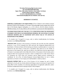Addendum to Notice of 2Nd/2016-17 Extra Ordinary General