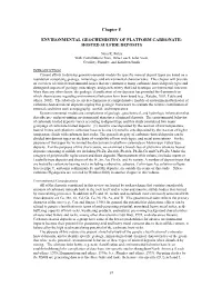 Chapter E ENVIRONMENTAL GEOCHEMISTRY of PLATFORM