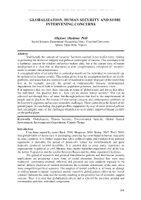 Globalization, Human Security and Some Intervening Concerns