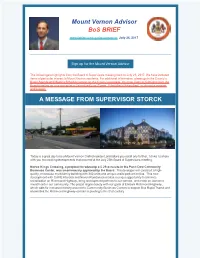 Mount Vernon Advisor Bos BRIEF a MESSAGE FROM