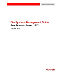 OES 11 SP1: File Systems Management Guide, See the Latest Novell Open Enterprise Server 11 SP1 Documentation Web Site ( Oes11/)