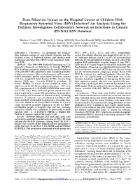 (RSV) Infection? an Analysis Using the Pediatric Investigators Collaborative Network on Infections in Canada (PICNIC) RSV Database