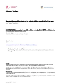 University of Groningen Experimental and Modelling Studies on The