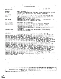 Videotex in Education: Current Developmentsin Screen Design