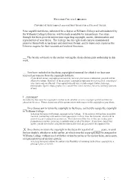 Your Unpublished Thesis, Submitted for a Degree at Williams College and Administered by the Williams College Libraries, Will Be Made Available for Research Use